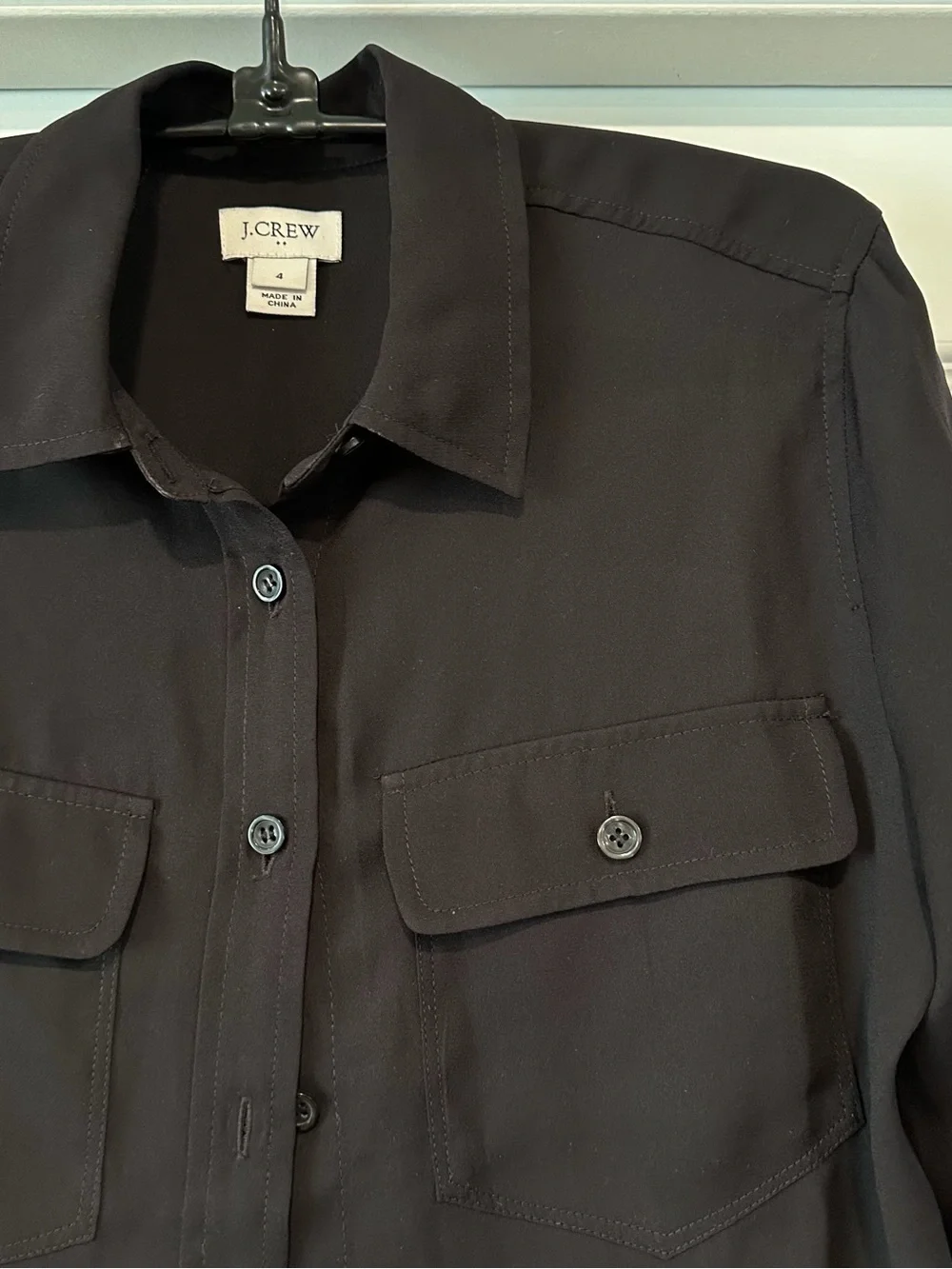 J. Crew Black Lightweight Poly Button-Up Blouse #J01